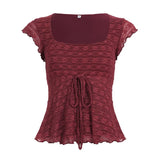 KYLETHOMASW  -  Y2k Sexy Solid Slim Square Collar Sleeveless Lace Patchwork Fashion Tanks