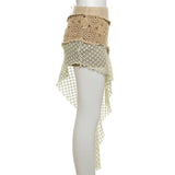 KYLETHOMASW  -  Knitted Elegant Skirt Women Low Waist Patchwork Irregular Hip-Covering Street Fashion Versatile Casual Sweet Style Bottom