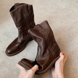 KYLETHOMASW  -  Retro Women's Shoes Handmade Genuine Leather Cowboy Boots for Woman Exquisite Platform Ankle Boots Designer Shoes Botas Feminina