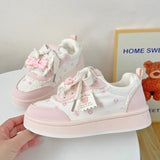 KYLETHOMASW  -  New Women Students Sneakers Fashion Cute Ladies Causal Shoes School Patchwork Non-slip Women's Sports Shoes with Bowknot