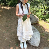 KYLETHOMASW  -  Women's Korean Dongdaemun design back lace dress + ruffled patchwork shorts two-piece set