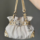 KYLETHOMASW  -  Y2k Retro Rivet Crown Metal Badge Shoulder Bag Stylish Simple Large Capacity Tote Bag Autumn Winter Elegant Women's Handbag New