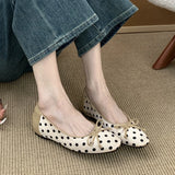 KYLETHOMASW  -  Polka Dot Butterfly-Knot Ballet Flats Women Round Toe Shallow Comfort Casual Dress Shoes Female Satin Elegant Footwear Women