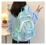 KYLETHOMASW  -  Women Students Contrast Color Patchwork Schoolbags Casual All Match Letter Printing Backpack Fashion Y2k Aesthetic Ins Backpacks