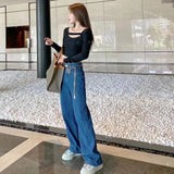 Kylethomasw  -  Spring Summer fashion clothes Loose High Waist Wide Leg Pants for Women Casual Wide Leg Denim Pants Loose Jeans for Women