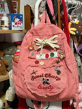 KYLETHOMASW  -  Bandage Bow Button School Bag Large Capacity Mochila Kawaii Cartoon Cute Backpack Japan Style Bags for Woman New Sac Femme