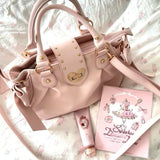 KYLETHOMASW  -  Bow Pink Hand Harajuku Bag Fashi Purse Women Japanese Style Soft Casual Crossbody Ladies Sweet Cute Large Capacity Shoulder Bags