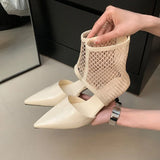 KYLETHOMASW  -  Female Low Heel Footwear Women Ankle Sandals Boots Shoes Zippers Fashion Pointed Toe Modern Ladies Sandals Booties Heeled Shoes