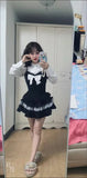 KYLETHOMASW  -  Y2k Aesthetic Lolita Style 3 Piece Set Women Kawaii White Shirt Bow Lace Vest Ruffle Mini Skirts Korea Fashion Gothic Skirt Sets