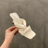 KYLETHOMASW  -  Designer Summer Women Open Toe Slippers Fashion Comfort High Heel Party Dress Slides Shoes