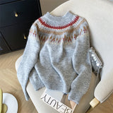 KYLETHOMASW  -  Vintage Sweater Women Harajuku Print Patchwork Knitted Pullovers Winter Knitwears Streetwear Korean Design Casual Jumpers
