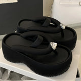 Kylethomasw Luxury Satin Crystalline Thick-soled Women Flip Flops Shoes Summer Open Toe Back Strap Casual Party Beach Women's Sandals