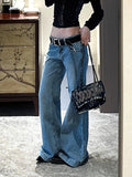 Kylethomasw   -  Blue Womens Jeans High Waist Vintage Straight Summer Plus Size Y2K Denim Pants Streetwear American Baggy Wide Leg Denim Trouser