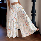 KYLETHOMASW  -  Summer Floral Pants Women's High Waist Loose Thin Wide Leg Skinny Versatile Straight Pants