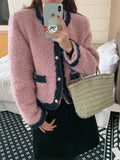 KYLETHOMASW  -   Office Wear Coats Women Lamb Wool Chic  Gentle Winter Elegant Lady Slim New Full Sleeve Warm Casual OL Loose