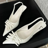 Kylethomasw Bowknot Designer Kitten Heel Sandals Women Summer 2025 Elegant High Heels Female Shallow Pointed Toe Pumps Dress Shoes Women