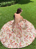 KYLETHOMASW  -  Elegant Floral Print Long Dresses for Women Sexy Backless Lace-up Party Dress Summer Holiday Beach Pleated A-line Vestidos Robe