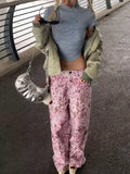KYLETHOMASW  -  Y2k American Loose Slim Women Jeans High Waist Pink New Straight Pants Female Chicly Fashion Street Casual Woman Jeans