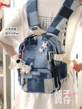 KYLETHOMASW  -  Japanese Harajuku Vintage Girl Schoolbag Casual All-match Denim Mini Backpacks Niche Personality Design Bags