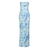 KYLETHOMASW  -  Women's Two Piece Set Strapless Tie Dye Crop Top and High Waist Maxi Skirt Set Boho Beach Vacation Outfit