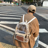 KYLETHOMASW  -  Large Capacity LED Lights Schoolbag Adjustable Straps Waterproof PVC Transparent Backpack Visible Multi-functional