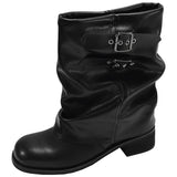 KYLETHOMASW  -  Cowgirl Boots 2025 Autumn Vintage Western Thick Heels Women Boots Fashion Belt Buckle Slip On Mordern Short Boots Mujer