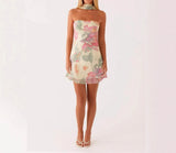 KYLETHOMASW  -  new model, fashion style, sweet temperament, printed scarf, mini dress
