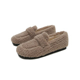 KYLETHOMASW  -  Plus Size 34-43 Women Wool Shoes Winter Warm Cotton Loafers Femmes Lambswool Moccasins Slip On Round Toe Ladies Sheep Fur Flats