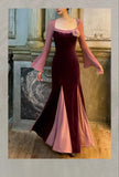 KYLETHOMASW  -  French Design Sense Niche High Sense Temperament Socialite Autumn and Winter Lace Splicing Velvet Temperament Dress Fairy Skirt