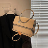 Kylethomasw Texture Shoulder Bag for Women in Autumn New Fashion Minimalist Portable Small Square Crossbody Bag Texture Chain Shoulder Bag