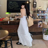 KYLETHOMASW  -  White Lace Camis Dress Women Summer Beach Vacation Backless A Line Dress Korean Fashion Harajuku Sexy Neck Mounted Vestidos New