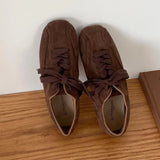 KYLETHOMASW  -  Retro Lace Up Flat Shoes Women Coyz Square Toe Designer Ballet Sneakers Ladies Lightweight Non-Slip Outdoor Walking Casual Shoes