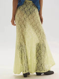 KYLETHOMASW  -  Women Skirt High Waist Lace Hollow Jacquard Asymmetric Long Skirt Downtown Leisure Outing Casual Fashion Summer New