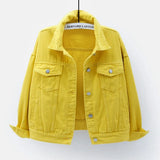 Kylethomasw Women's Denim Jacket Spring Autumn Short Coat Pink Jean Jackets Casual Tops Purple Yellow White Loose Tops Lady Outerwear