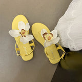 KYLETHOMASW  -  New Female Flats Sandals Shoes For Women Flip Flops Round Toe Fashion Flower Footwear Ankle Buckle Ladies Flats Sandals Shoes