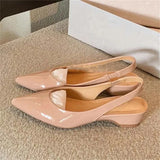 KYLETHOMASW  -  Summer Spring Shallow Pointed Toe Women Pumps Sandals Elegant Comfortable Chunky Low Heels Banquet Party Mules Shoes
