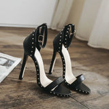 KYLETHOMASW  -  Sexy Rivet Thin Heels Women's Sandals with Breathable Ankle Straps for Party High Heels Sandal