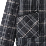 KYLETHOMASW  -  Ethnic Women Gray Plaid Wave Quilting Full Sleeve Loose Coat Outerwear Autumn Winter Covered Buttons O Collar Quilted Jacket