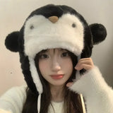 KYLETHOMASW  -  Sweet Hot Girl Cute Penguin Warm Hat Women's Winter Thickened Bomber Hats Fashion Female Trendy Accessories