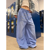 KYLETHOMASW  -  American Retro Loose Wide Leg Sweatpants Women Spring Autumn Letter Print Design Sense Floor-Length Pants Trendy Casual Pants