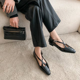 KYLETHOMASW  -  New Women's Retro Round Toe Cross Water Diamond With Casual Coarse Heel Mary Jane Ladies Shoes French Single Shoes