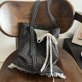 KYLETHOMASW  -  Lace Plaid Bag Shoulder Bags Portable Lightweight Bolsos mujer Shoppping Travel Bolsa Daily Using Tote Bolso Sweet Sac Femme