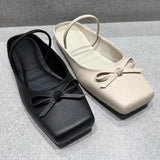 KYLETHOMASW  -  Fashions Square Toe Mules Pumps Slippers Women Fall 2024 New Flat Slides Female Shallow Comfy Bow Brand Designer Sandals Women