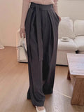 KYLETHOMASW  -  Korean Retro Strap Contrasting Striped Trousers Women Spring New French Style High-end Versatile Casual Long Pants