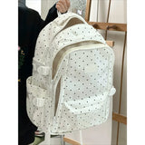 KYLETHOMASW  -  Polka Dot Print School Backpack Teenage Girls Mochila Student Mochilas Large Capaci Bag Lace Stripe Bolsas Feminina Backpacks