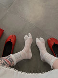 KYLETHOMASW  -  Comfortable Soft Breathable Cotton Summer Thin Split Toe Woman Mesh Socks Ice Cream Candy Color Two-Toed Japanese Tabi Sox