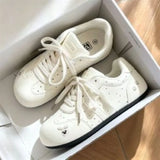 KYLETHOMASW  -  Women Cute Bunny Embroidery Sneakers Lace‑up Round Toe PerforatedDesign Soft Sole Lightweight Casual Daily Walking Comfort Shoes