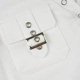 KYLETHOMASW  -  Fashion Chic Causal Slim Fit Packets Metal Button Women Polo Shirts Summer Y2k Hottie Trendy Blouses