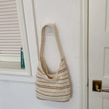KYLETHOMASW  -  Stripe Knitted Tote Bag Underarm Shoulder Bags High Capaci Bolsa Beach Bolsos mujer Bolsas Lazy Style Casual Sac Femme