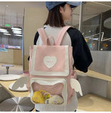 KYLETHOMASW  -  Large Capacity Ita Mochila Transparent Mochilas Preppy Style Mujer School Bag Student Backpack Heart Backpacks